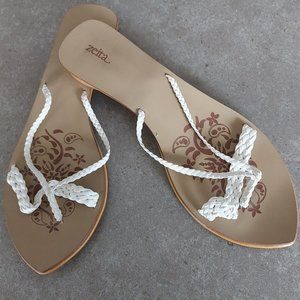 ZEITA Women's White Braided Leather Thong Sandals - Size 8.5M